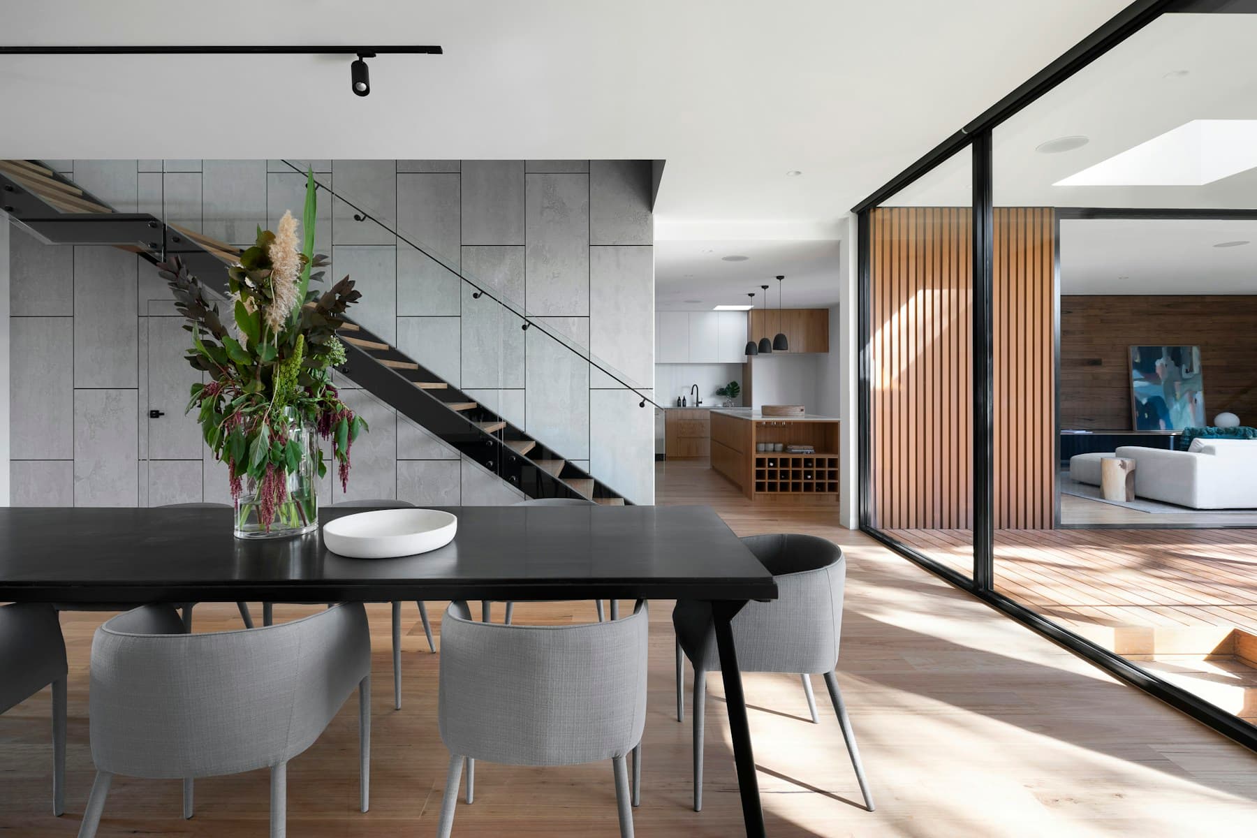 Light-filled contemporary property with natural materials and warm neutral interiors